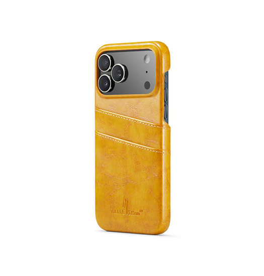 iPhone 17 Pro | iPhone 17 Pro - NX Design™ Læder Cover M. Kortholder - Gul - DELUXECOVERS.DK