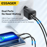 Vægoplader | ESSAGER™ | 20W Hurtigoplader – Vægoplader 3.0 – Sort - DELUXECOVERS.DK