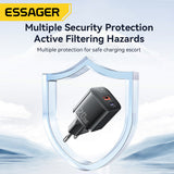 Vægoplader | ESSAGER™ | 20W Hurtigoplader – Vægoplader 3.0 – Sort - DELUXECOVERS.DK