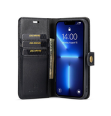 iPhone 11 Pro Max | iPhone 11 Pro Max - Vintage 2-i-1 plånboksfodral i läder (avtagbart skal) – Svart – DG.MING™ - DELUXECOVERS.SE