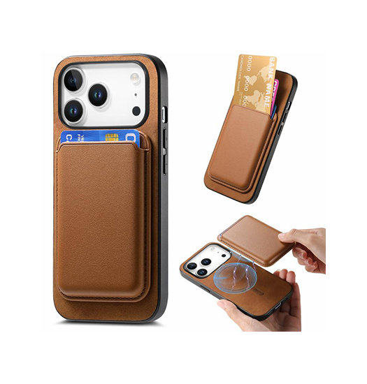 iPhone 17 Pro Max | iPhone 17 Pro Max - Valora™ MagSafe Cover med Aftagelig Kortholder - Retro Brun - DELUXECOVERS.DK