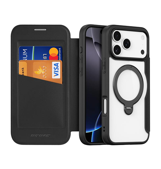 iPhone 17 Pro | iPhone 17 Pro - DUX DUCIS® MagSafe Flip Cover - Kortholder - Sort - DELUXECOVERS.DK