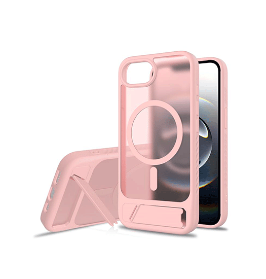iPhone 17e / 16e | iPhone 17e / 16e - Frosted MagSafe Cover M. Kickstand - Pink - DELUXECOVERS.DK