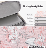 Macbook Sleeve | MacBook Pro/Air 15" - Rose Flowers Læder Sleeve m. hank - Pink - DELUXECOVERS.DK