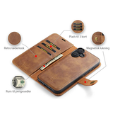 iPhone 17 | iPhone 17 - Vintage 2-i-1 læder etui (aftageligt cover) – Brun – DG.MING™ - DELUXECOVERS.DK