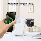 3-i-1 & Multi-Ladestationer | <X>Magcold™ 3-i-1 Ladestation til Mobil, iWatch, AirPods - 45W! - MagSafe - Hvid - DELUXECOVERS.DK