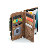 iPhone 15 Plus | iPhone 15 Plus - CaseMe™ Multifunktionel Læder Etui / Pung - Brun - DELUXECOVERS.DK