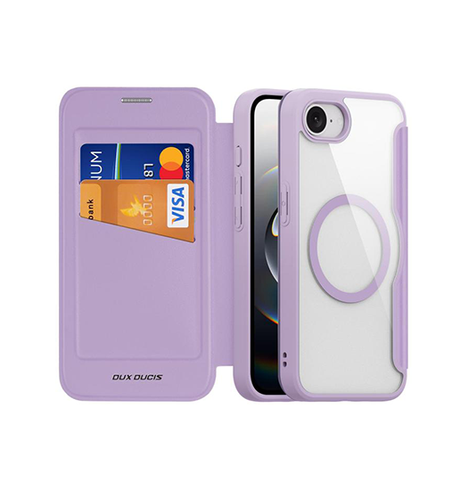 iPhone 17e / 16e | iPhone 17e / 16e - DUX DUCIS® MagSafe Flip Cover - Kortholder - Lilla - DELUXECOVERS.DK
