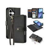 iPhone 16 | iPhone 16 - DUX DUCIS™ 2-i-1 plånboksfodral i läder med avtagbart skal - Svart - DELUXECOVERS.SE