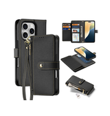 iPhone 16 Pro | iPhone 16 Pro - DUX DUCIS™ 2-i-1 plånboksfodral i läder med avtagbart skal - Svart - DELUXECOVERS.SE