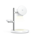 3-i-1 & Multi-Ladestationer | 4-i-1 Trådløs Ladestation med Natlampe - MagSafe - Qi2 15W - Hvid - DELUXECOVERS.DK