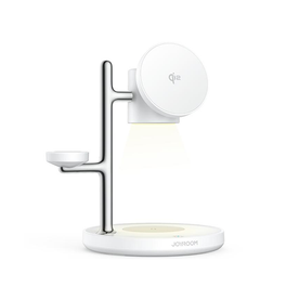 3-i-1 & Multi-Ladestationer | 4-i-1 Trådløs Ladestation med Natlampe - MagSafe - Qi2 15W - Hvid - DELUXECOVERS.DK