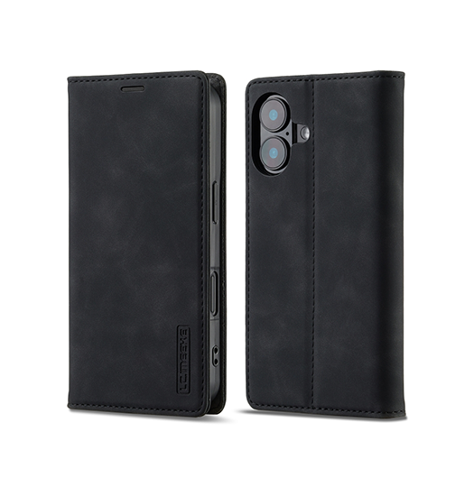 iPhone 16 Plus | iPhone 16 Plus - LC.IMEEKE™ Læder Cover M. Kortholder - Sort - DELUXECOVERS.DK