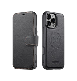 iPhone 16 Pro Max | iPhone 16 Pro Max - Suteni® 2-i-1 Læder Cover M. MagSafe - Sort - DELUXECOVERS.DK