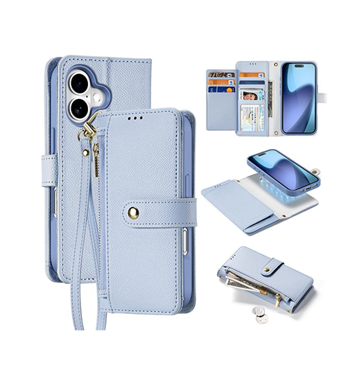 iPhone 17 | iPhone 17 - DUX DUCIS™ 2-i-1 Læder Etui M. Aftageligt Cover - Blå - DELUXECOVERS.DK