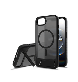 iPhone 17e / 16e | iPhone 17e / 16e - Frosted MagSafe Cover M. Kickstand - Sort - DELUXECOVERS.DK