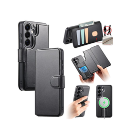 Samsung Galaxy S25 Plus | Samsung Galaxy S25 Plus - CaseNeo™ 2-i-1 MagSafe Læder Cover M. Kortholder - Sort - DELUXECOVERS.DK