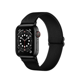Apple Watch 42-49mm | Apple Watch (42/44/SE/45/46/49mm) - Polyester Nylon Rem Armbånd - Sort - DELUXECOVERS.DK