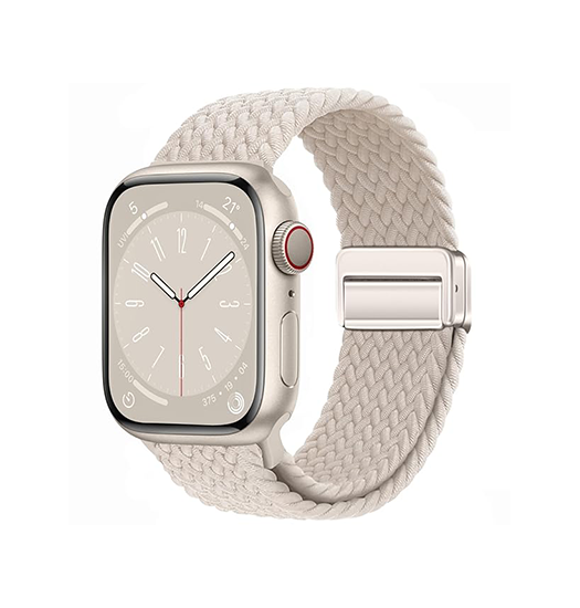 Apple Watch 38-42mm | Apple Watch (38/40/SE/41/42mm) - Woven Magnetisk Flettet Rem - Starlight - DELUXECOVERS.DK