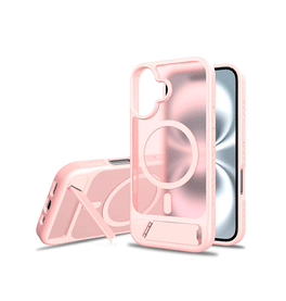 iPhone 16 Plus | iPhone 16 Plus - Frosted MagSafe Cover M. Kickstand - Pink - DELUXECOVERS.DK