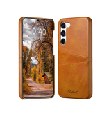 Samsung Galaxy S25 Plus | Samsung Galaxy S25 Plus - NX Design™ Læder Cover M. Kortholder - Lysebrun - DELUXECOVERS.DK