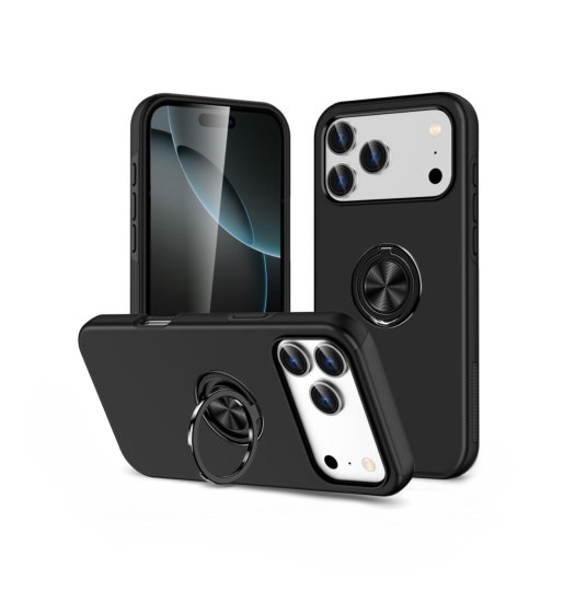 iPhone 18 Pro Max | iPhone 18 Pro Max - PRO™ Armor Cover m. Ring Holder - Sort - DELUXECOVERS.DK