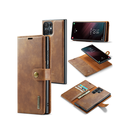 Samsung Galaxy S23 Ultra | Samsung Galaxy S23 Ultra - Vintage 2-i-1 læder etui (aftageligt cover) – Brun – DG.MING™ - DELUXECOVERS.DK