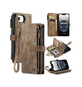 iPhone 17e / 16e | iPhone 17e / 16e - CaseMe™ Multifunktionel Læder Etui / Pung - Brun - DELUXECOVERS.DK