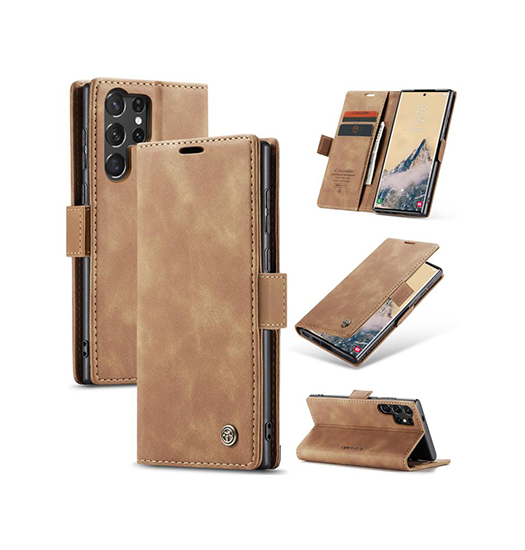 Samsung Galaxy S25 Ultra | Samsung Galaxy S25 Ultra - CaseMe™ Noble Læder Etui / Pung - Brun - DELUXECOVERS.DK