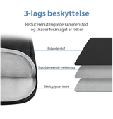 Macbook Sleeve | MacBook 12" - Neopren Stødsikkert Sleeve - Sort - DELUXECOVERS.DK