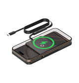 Mobilholder Trådløs (QI) | Trådløs biloplader med skridsikker måtte – Sort – FlexCharge™ - DELUXECOVERS.DK