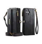 iPhone 16 Plus | iPhone 16 Plus - CaseMe™ Læder Cover med Crossbody Strop - Sort - DELUXECOVERS.DK
