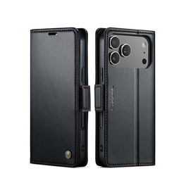 iPhone 17 Pro Max | iPhone 17 Pro Max - CaseMe™ Neo Læder Cover / Pung - Sort - DELUXECOVERS.DK