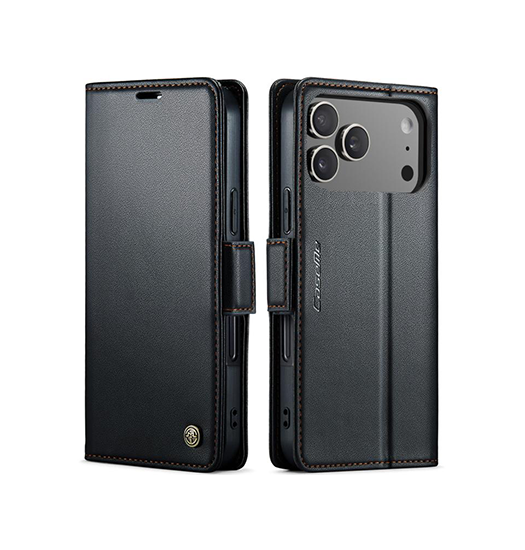 iPhone 17 Pro Max | iPhone 17 Pro Max - CaseMe™ Neo Læder Cover / Pung - Sort - DELUXECOVERS.DK