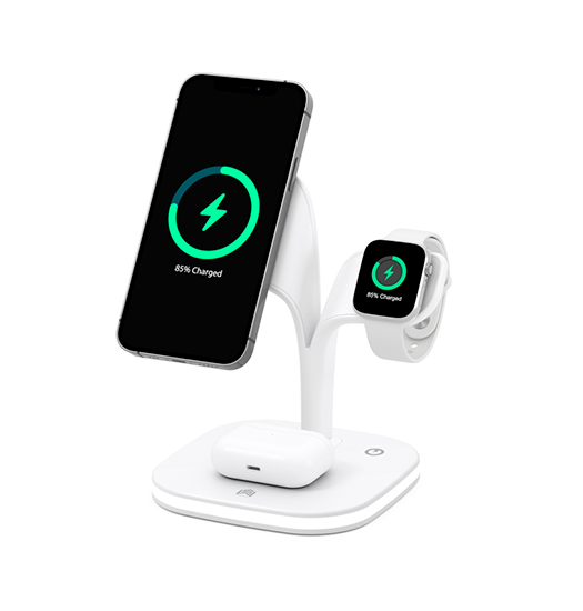 3-i-1 & Multi-Ladestationer | DeLX™ 3-i-1 MagSafe Kompatibel Oplader til iPhone, iWatch & AirPods - Hvid - DELUXECOVERS.DK