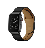 Apple Watch 42-49mm | Apple Watch (42/44/SE/45/46/49mm) - FINESSE Ægte Læder Rem - Sort - DELUXECOVERS.DK