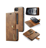 iPhone 17e / 16e | iPhone 17e / 16e - Vintage 2-i-1 læder etui (aftageligt cover) – Brun – DG.MING™ - DELUXECOVERS.DK
