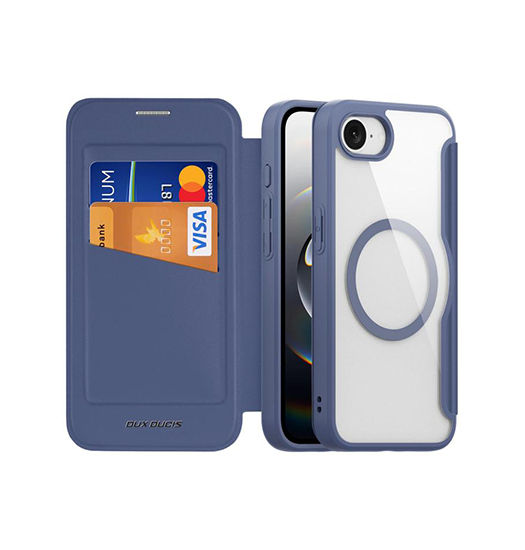 iPhone 17e / 16e | iPhone 17e / 16e - DUX DUCIS® MagSafe Flip Cover - Kortholder - Blå - DELUXECOVERS.DK