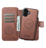 iPhone 16 Plus | iPhone 16 Plus - Suteni® 2-i-1 Læder Cover M. MagSafe - Brun - DELUXECOVERS.DK