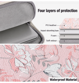Dator/PC 13" - Rose Flowers läderfodral med handtag - Rosa