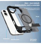 iPhone 16 Plus | iPhone 16 Plus - Frosted MagSafe Cover M. Kickstand - Sort - DELUXECOVERS.DK
