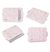 Macbook Sleeve | MacBook Pro/Air 15" - Rose Flowers Læder Sleeve m. hank - Pink - DELUXECOVERS.DK