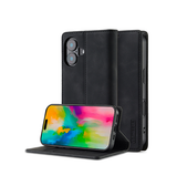 iPhone 16 Plus | iPhone 16 Plus - LC.IMEEKE™ Læder Cover M. Kortholder - Sort - DELUXECOVERS.DK