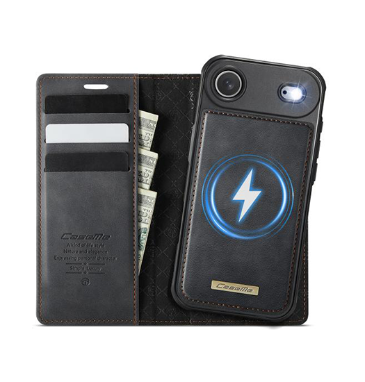 iPhone 17 Air | iPhone 17 Air - CaseMe™ 2-i-1 Premium Læder Cover / Pung - Sort - DELUXECOVERS.DK