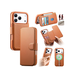iPhone 17 Pro Max | iPhone 17 Pro Max - CaseNeo™ 2-i-1 MagSafe Læder Cover M. Kortholder - Brun - DELUXECOVERS.DK