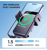 Mobilholder Trådløs (QI) | JOYROOM™ | Trådløs oplader til Instrumentbrættet 15W - Sort - DELUXECOVERS.DK