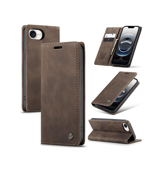 iPhone 17e / 16e | iPhone 17e / 16e - CaseMe™ Noble Læder Etui / Pung - Brun - DELUXECOVERS.DK