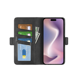 iPhone 16 Plus | iPhone 16 Plus - Retro Diary Læder Cover Etui M. Pung - Sort - DELUXECOVERS.DK
