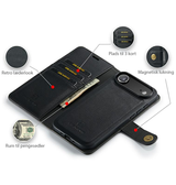 iPhone 17 Air | iPhone 17 Air - Vintage 2-i-1 plånboksfodral i läder (avtagbart skal) – Svart – DG.MING™ - DELUXECOVERS.SE