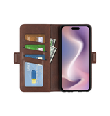 iPhone 16 Pro Max | iPhone 16 Pro Max - Retro Diary Læder Cover Etui M. Pung - Brun - DELUXECOVERS.DK